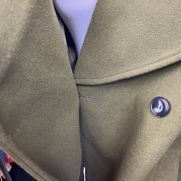 ASOS Oversized Double Breasted Notched Collar Pea Coat Khaki Size 6 - Picture 7 of 15